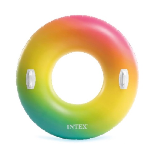 INTEX Надувной круг “Радужное омбре» Д 122 см с ручками, до 100кг, 9+ 58202