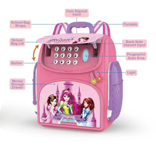 Seif pentru copii in forma de ghiozdan cu printese 8691B