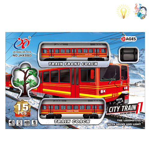 Jucărie tren CITY TRAIN, 15 elemente (lumina / sunet) JHX5503