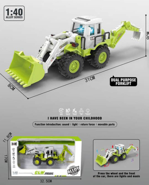 Mașină Richi tractor din metal cu muz/lum. 96667