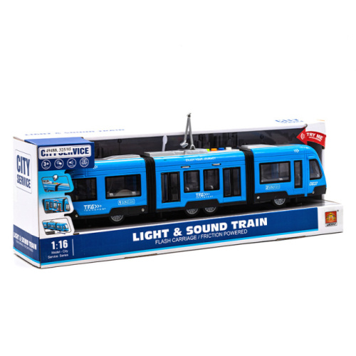 WY Tramvai cu inertie, albastru (lumini,sunete), 49488