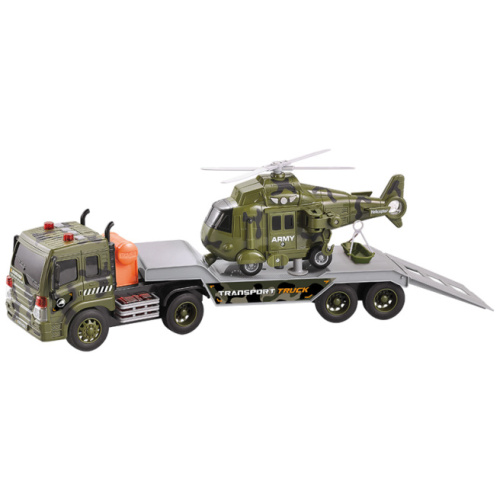 Transportator auto cu inerție 1:16 "Military" cu elicopter (lumini, sunete), 36222