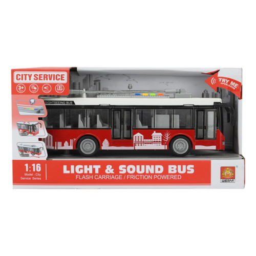 WY Troleibus cu inertie "Single-deck Trolleybus" rosu (lumini,sunete), 36208