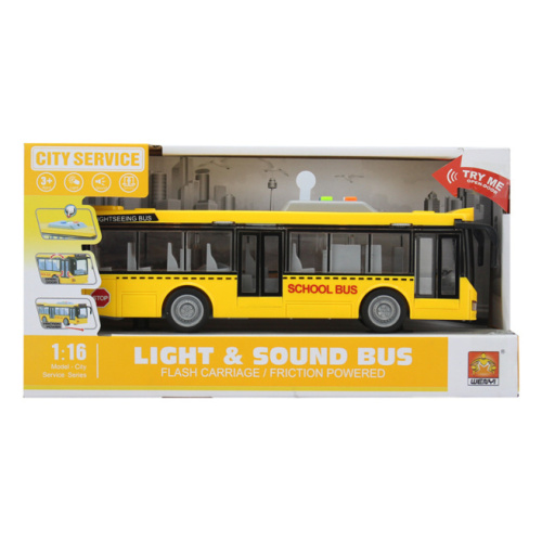 WY Autobus cu inertie "Single-deck Bus" galben (lumini,sunete),  36206
