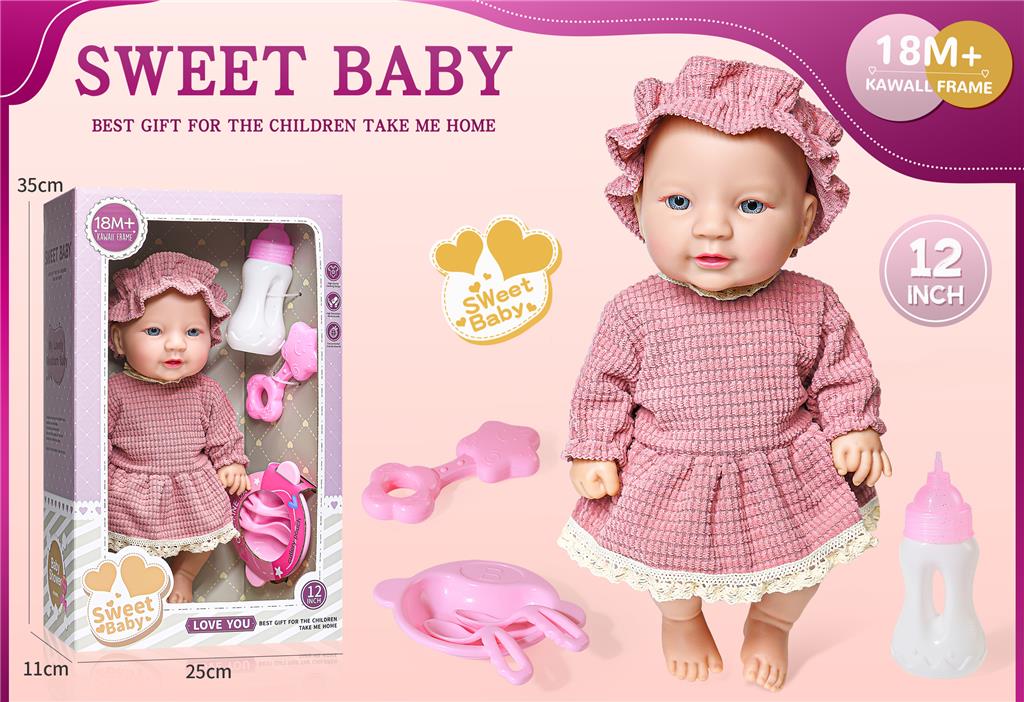 Păpușă din vinil de 30 cm într-o rochie roz 12-E1C