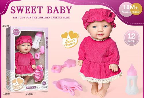 Păpușă din vinil 30 cm în rochie fuchsia 12-E2C