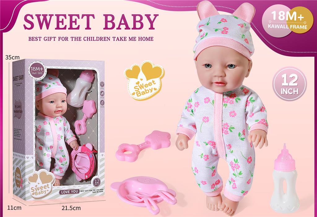 Păpușă din vinil 30 cm în salopetă roz 12-G1C