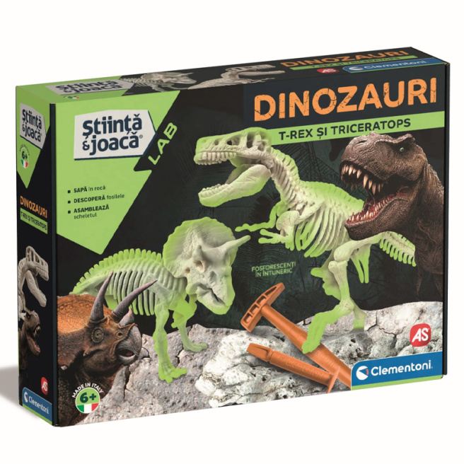 Set de joacă Săpături arheologice Dinozauri: T-Rex si triceratop Clementoni RO 1026-50749