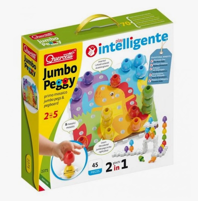 Mozaic Quercetti „Jumbo Peggy” pentru copii, 45 de piese, 2271