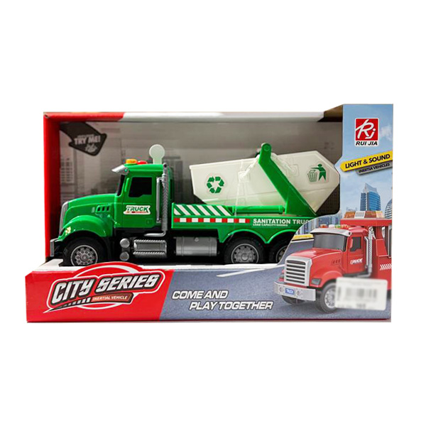 Mașină de gunoi cu acționare inerțială 1:18 (lumină/sunet) RJ6673-6