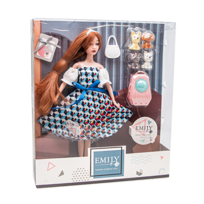 Кукла "Emily" 29 см, с животными и рюкзаком для животных, код 552013