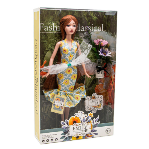 Papusa "Emily" 29 cm, cu flori, cod 552018
