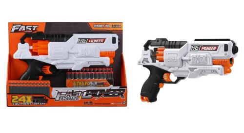 Pistol de jucărie rapid Pioneer cu 24 de gloanțe moi, BIG501