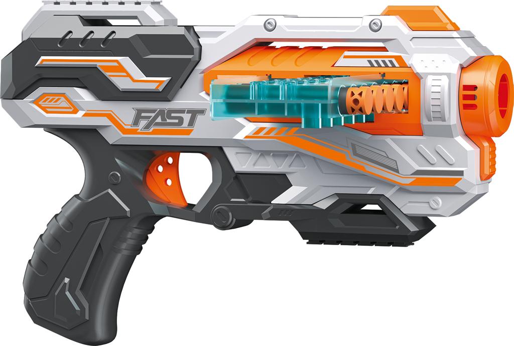 Pistol de jucărie rapid Pioneer cu 12 gloanțe moi, BH710