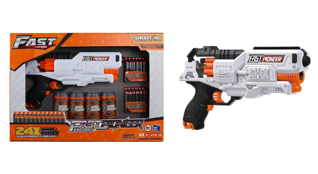 Pistol de jucărie rapid Pioneer cu 24 de gloanțe moi și o țintă BIG501K