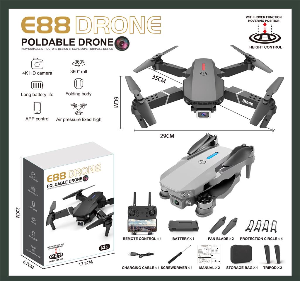 Dronă cu telecomandă, cameră și USB E88-4