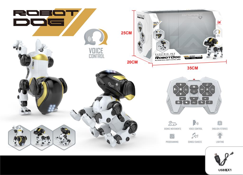 Câine de jucărie interactiv cu telecomandă, USB, baterie LH-R1