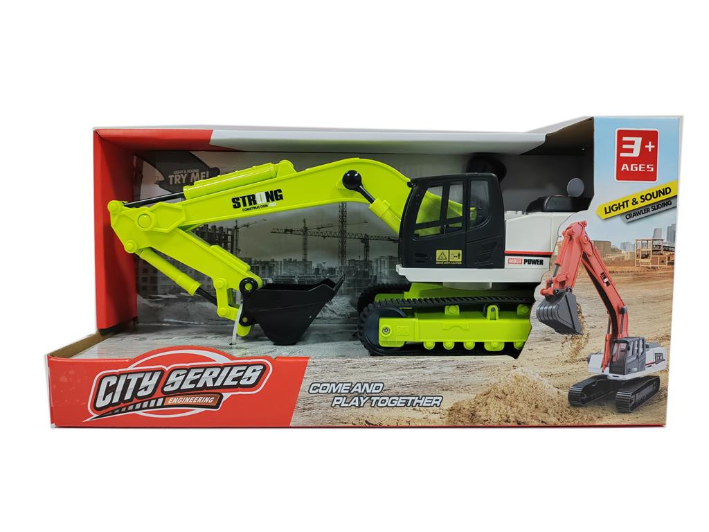 Excavator inerțial la scara 1:14 cu lumini și sunet RJ3383C