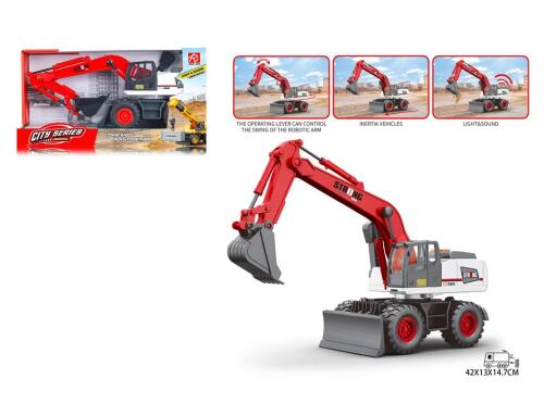 Excavator inerțial la scara 1:14 cu lumină și sunet, roșu RJ9810B