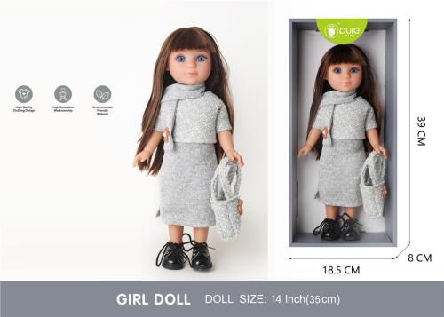 Păpușă Pure Baby, 35 cm, în costum gri  DF14-050B