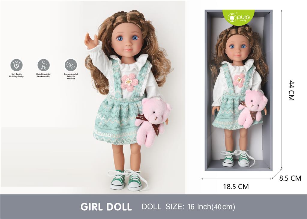 Păpușă Pure Baby, 40 cm, în rochie turcoaz  DF16-050B