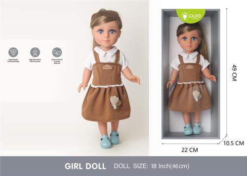 Păpușă Pure Baby, 46 cm, în rochie maro DF18-051K