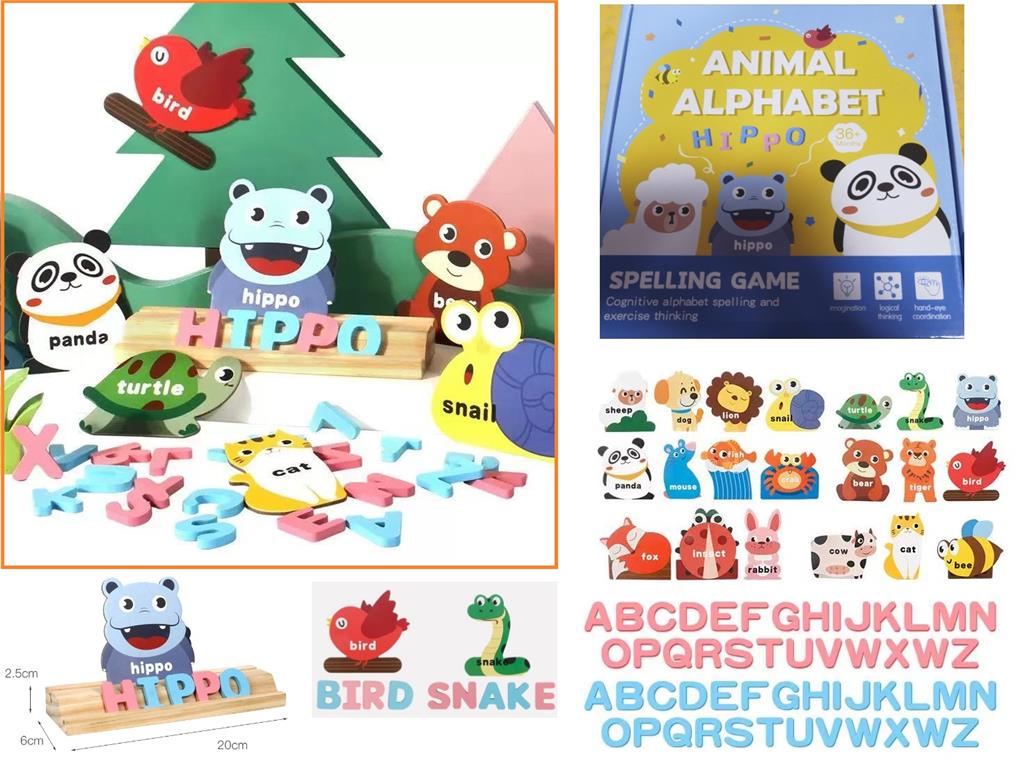 Set de joacă cu alfabetul animalelor din lemn JHTOY-836