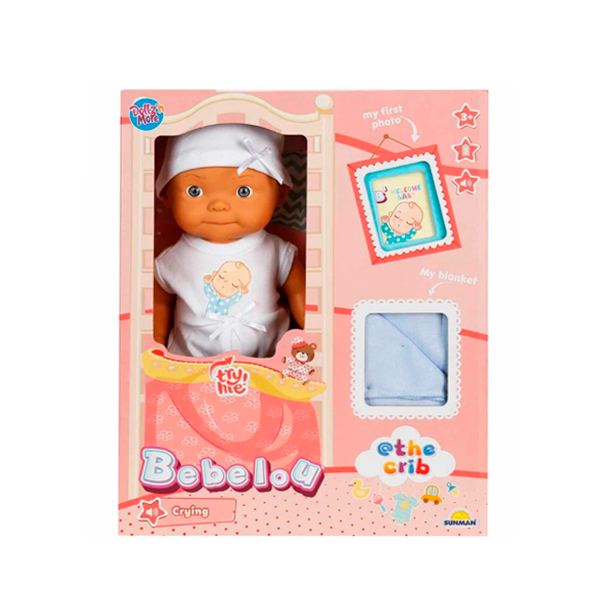 Păpușa BEBELOU BEBELUȘ CU BINE AȚI VENIT, PLÂNGEȘTE, 2 LITERE, 30 CM. S01005683