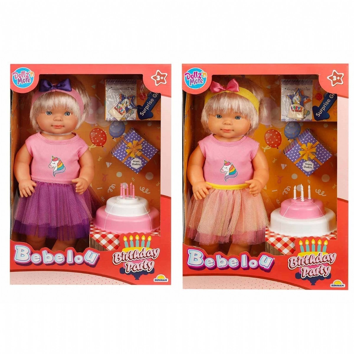 Păpușa BEBELOU LA MULȚI ANI 2 AST. 40CM. S00040021