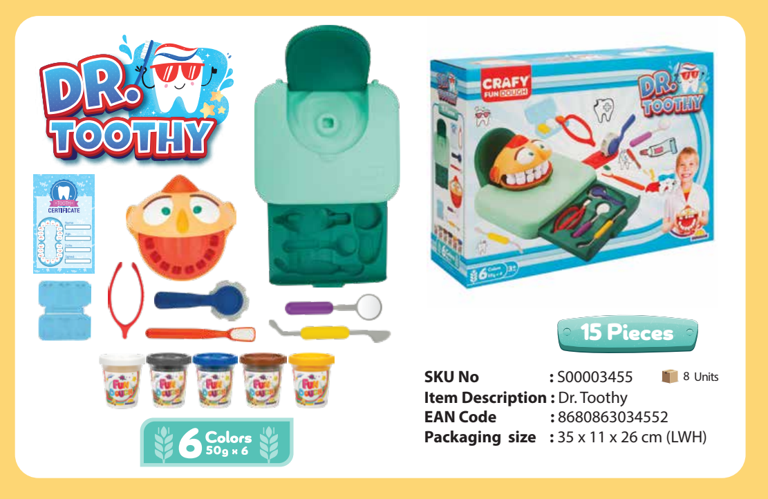 Set pastă de modelare Dr. Toothy 15 buc, S00003455