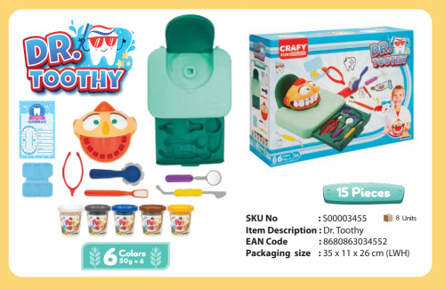Set pastă de modelare Dr. Toothy 15 buc, S00003455