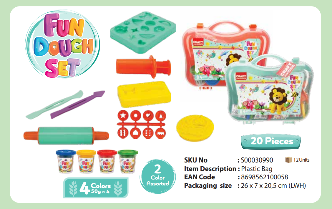 Set de 20 de paste de modelat în geantă de transport, pachet de 2, S00030990