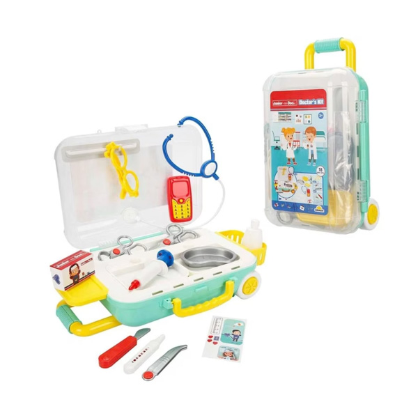 Set de joacă cu doctorul într-o geantă cu roți cu 18 piese S00004676