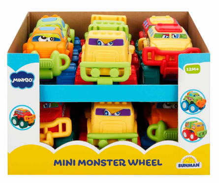Minibo Big Wheels Mini Monster Truck Jucărie pentru copii mici 12buc., S00004733