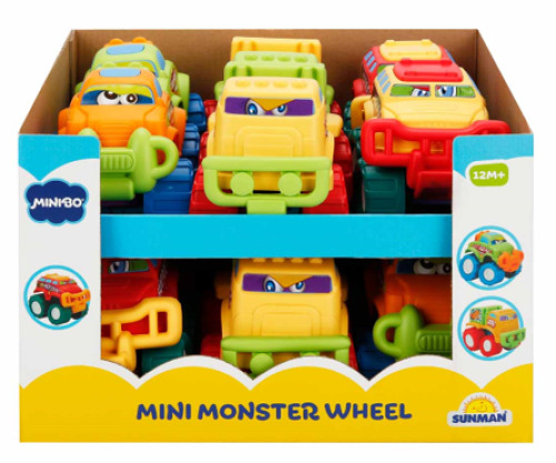 Minibo Big Wheels Mini Monster Truck Jucărie pentru copii mici 12buc., S00004733
