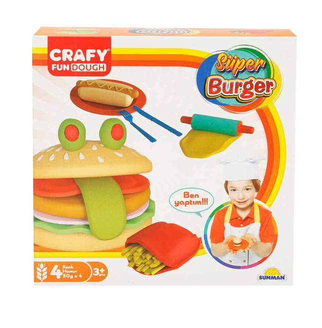Set de pastă de modelat Sunman Super Burger, 12 bucăți, S01002015