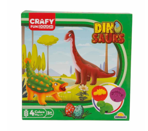 Set de pastă de modelat Sunman cu dinozauri, 12 piese, S01004734