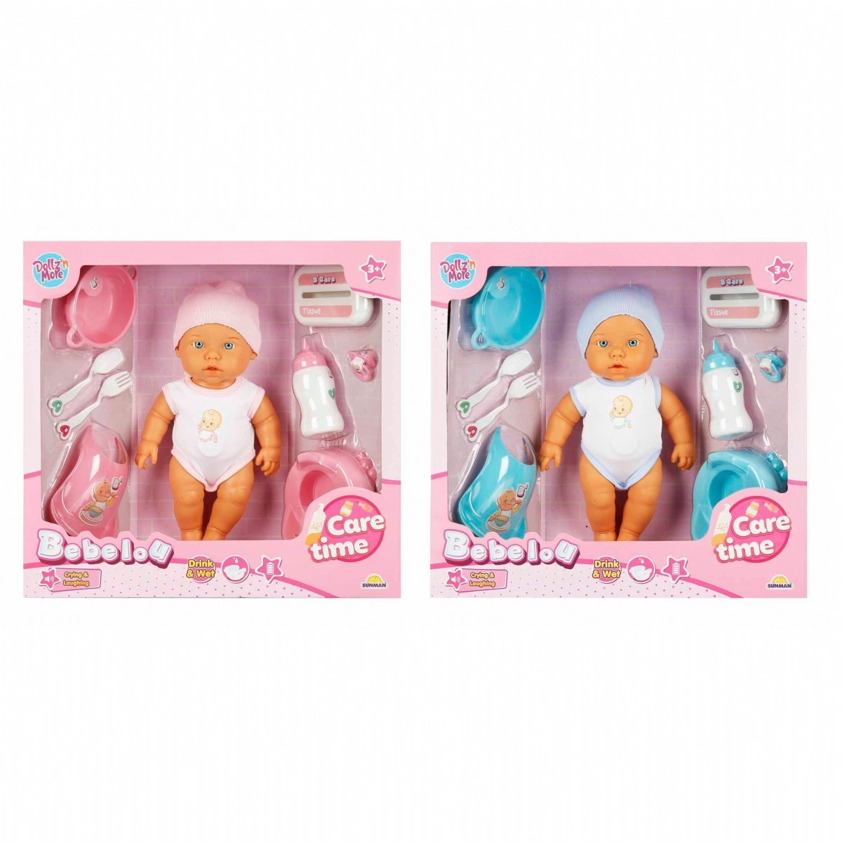 Păpușa BEBELOU CARE TIME CRY & LAUGH 2 AST.32CM., S00003823