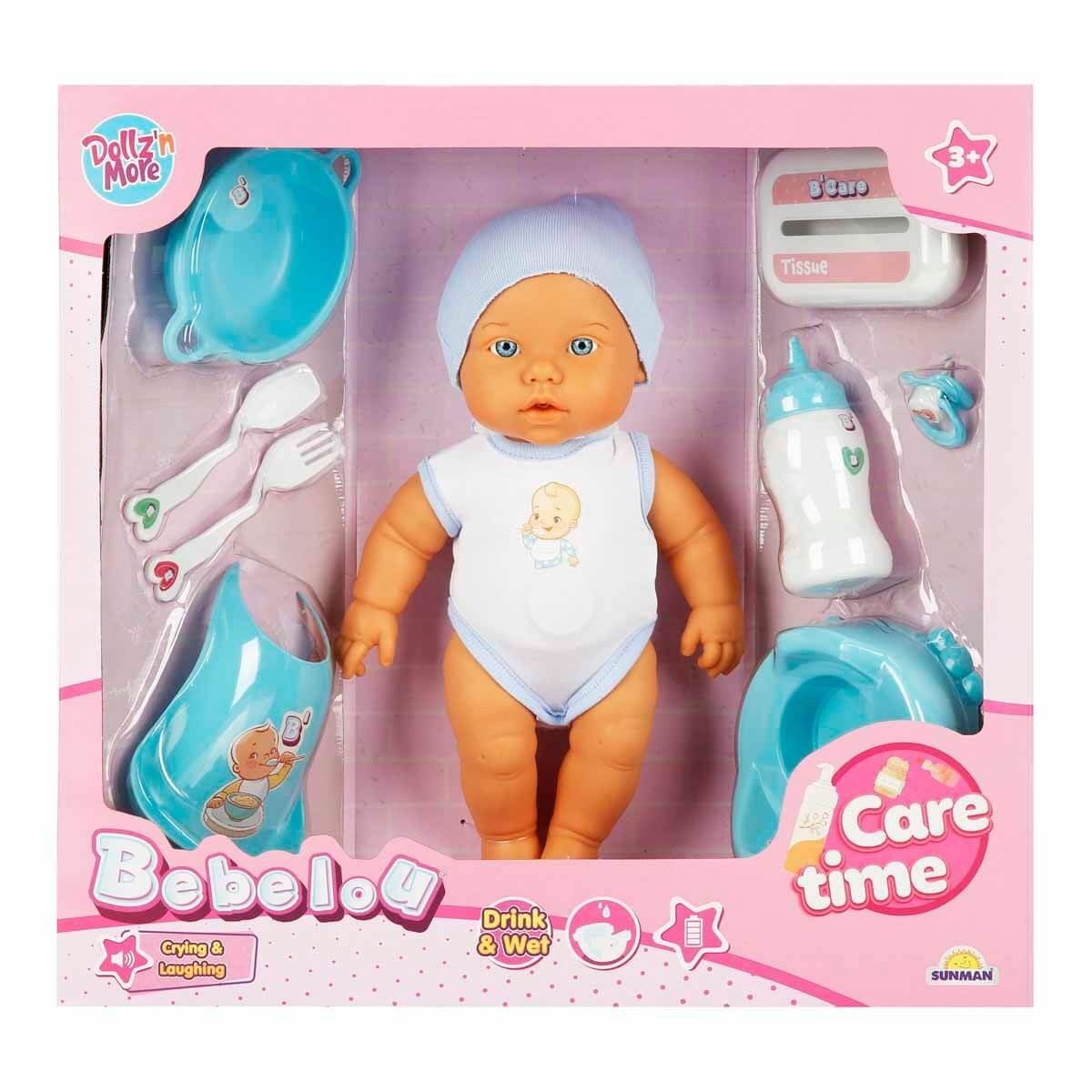 Păpușa BEBELOU CARE TIME CRY & LAUGH 2 AST.32CM., S00003823