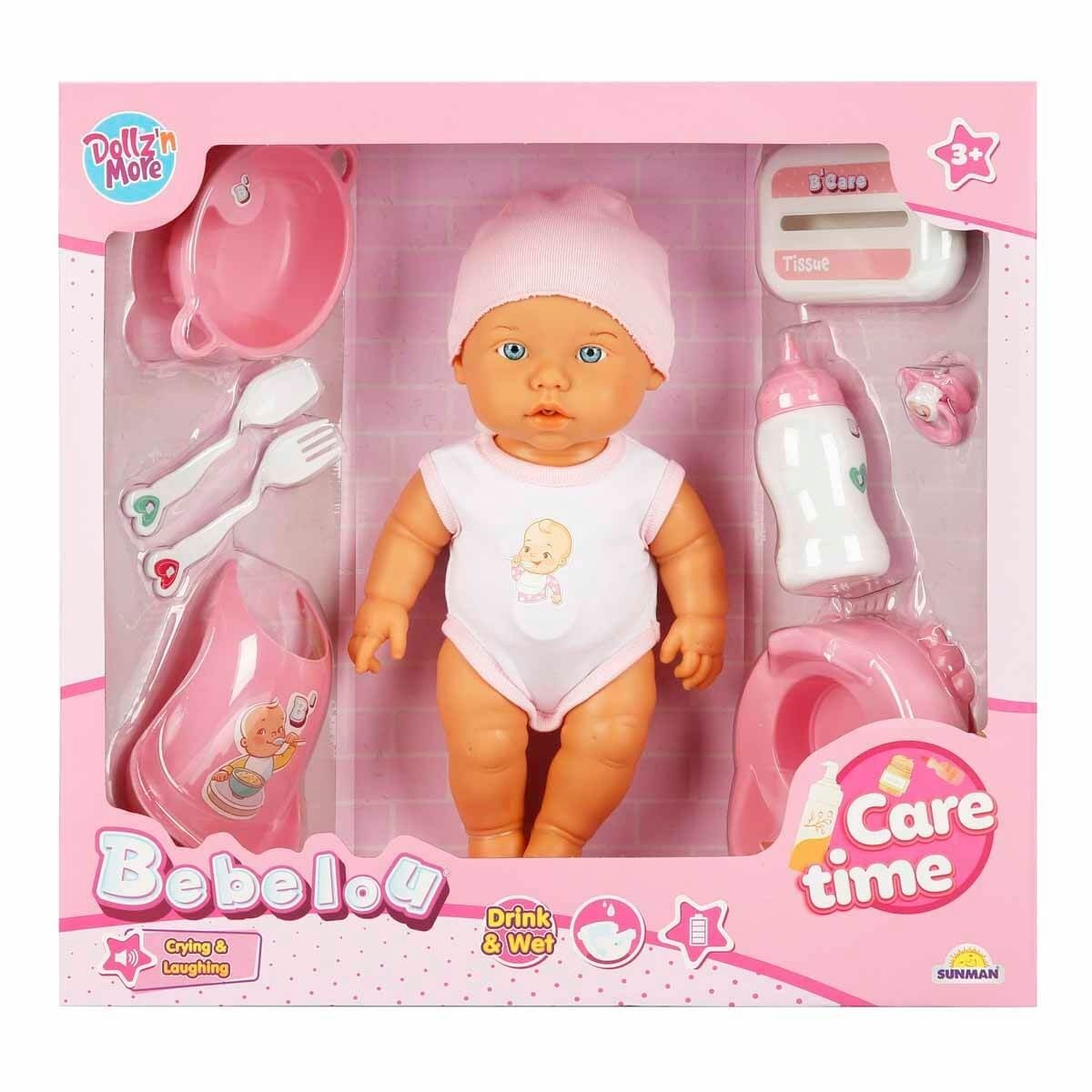 Păpușa BEBELOU CARE TIME CRY & LAUGH 2 AST.32CM., S00003823