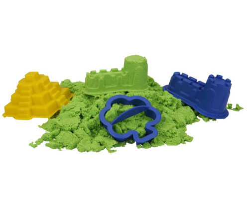 Nisip kinetic verde Sunman cu matrițe, 450g, S00005702