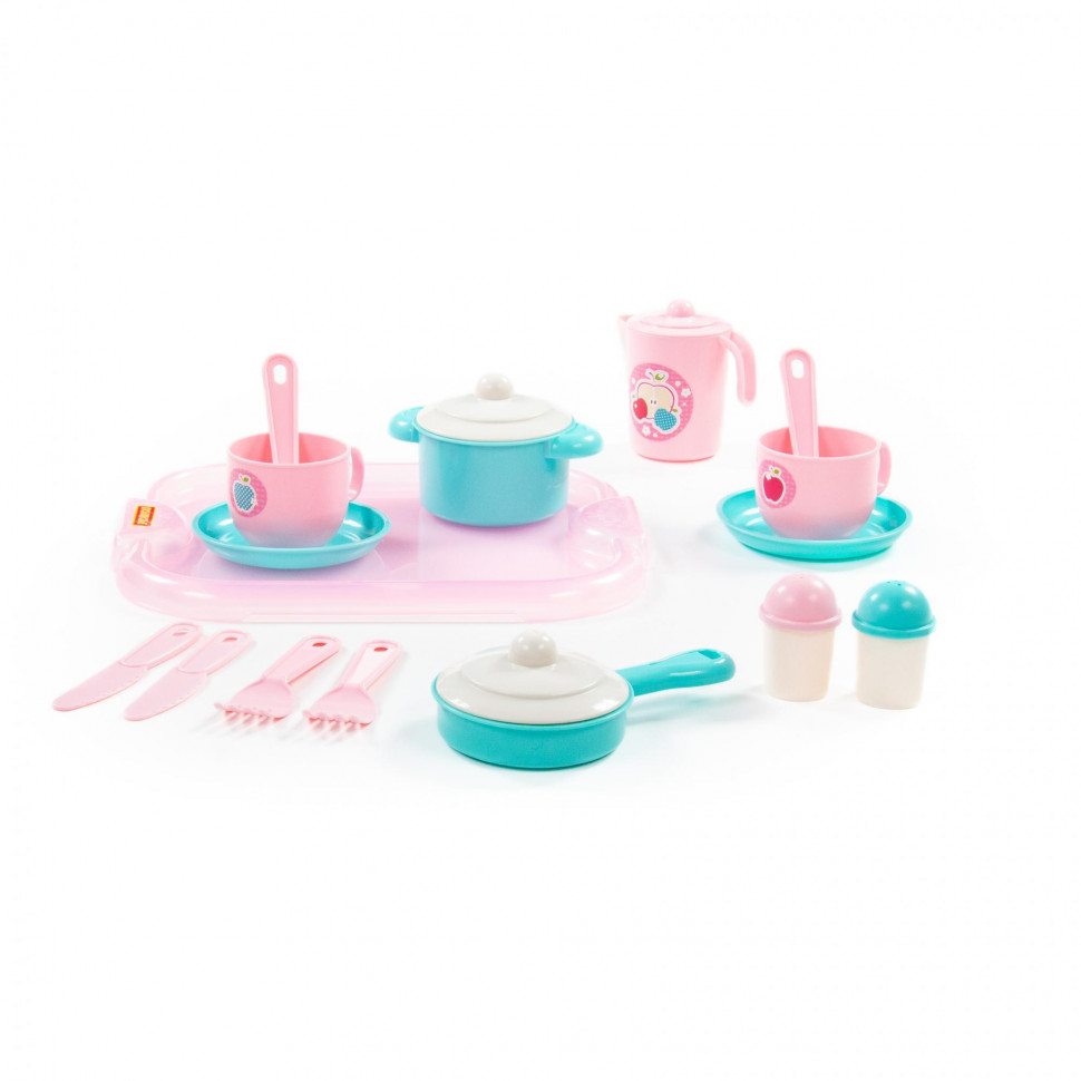 Set de tacâmuri pentru copii „Hostess” cu tavă pentru 2 persoane (E4) (19 elemente) (într-o pungă de plasă) 80486