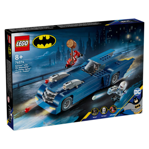 Constructor LEGO Batman Movie Batman în Batmobile versus Harley Quinn și Mr Freeze 76274