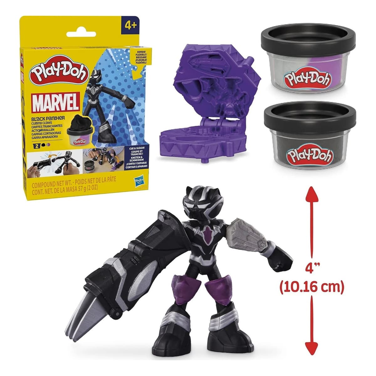 Figurină flexibilă Marvel Play-Doh cu accesorii – Pantera Neagră, 10 cm, G0055