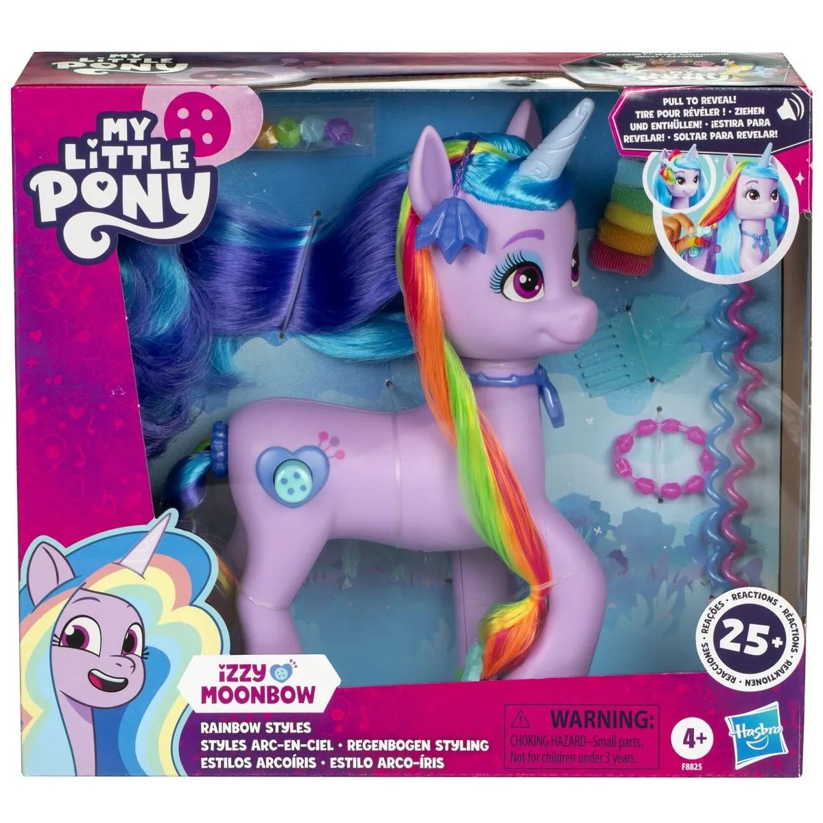 Hasbro My Little Pony Izzy Moonbow și Coafurile Curcubeului Figurină de Acțiune, Multicolor, F8825