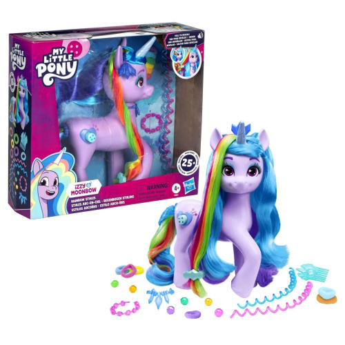 Hasbro My Little Pony Izzy Moonbow și Coafurile Curcubeului Figurină de Acțiune, Multicolor, F8825