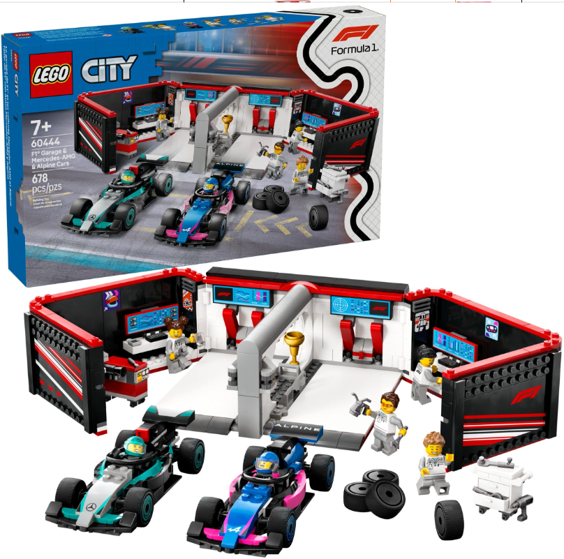 LEGO CITY F1 GARAGE AND MERCEDES-AMG AND ALPINE CARS, 60444