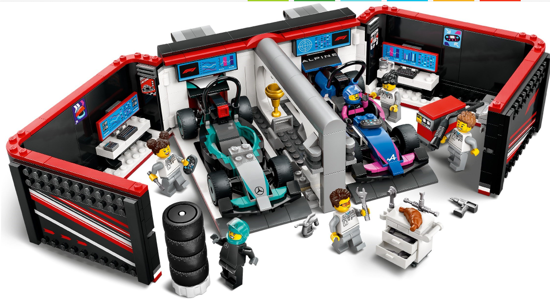LEGO CITY F1 GARAGE AND MERCEDES-AMG AND ALPINE CARS, 60444