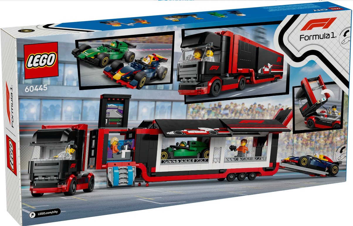 LEGO CITY F1 TRUCK WITH F1 RB20 AND AMR24 CARS, 60445