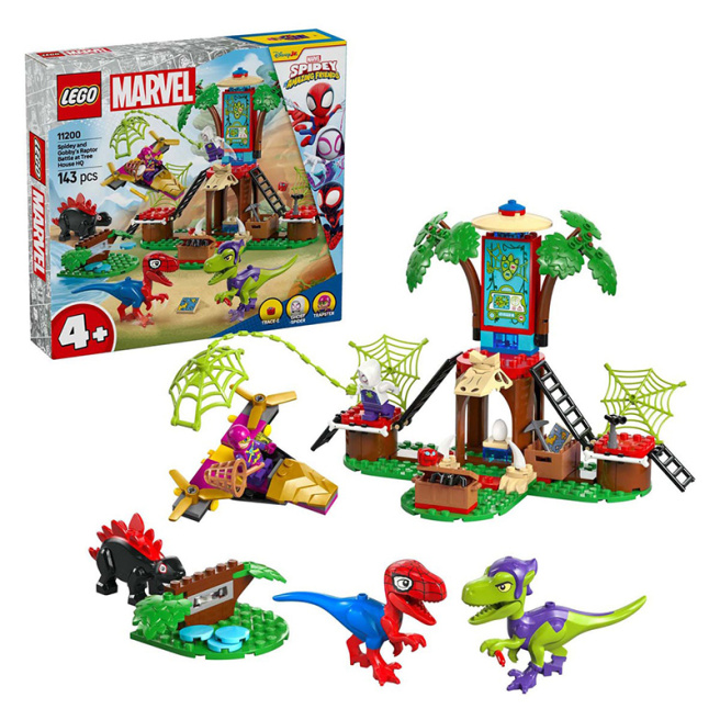 Constructor LEGO Marvel Raptor Battle Spidey și Gobbi la sediul Treehouse,   11200